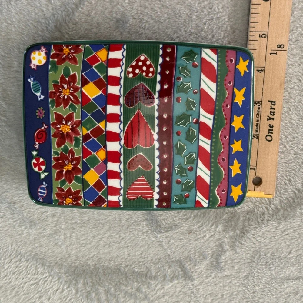 Mikasa Merry Season Trinket Box Jenny Faw‎ FX084 Christmas Candy Dish Japan